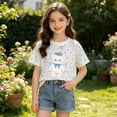thumbnail image 3 of ITSAME Cotton T-Shirt for Girls Cartoon Print Crewneck Short Sleeve Summer Loose Casual Tops White Size 5-6, 3 of 6