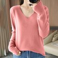 thumbnail image 2 of AherBiu Winter Tops for Women Fuzzy Warm Long Sleeve V Neck Thermal Warm Sweaters Comfy Pullover Blouse, 2 of 4
