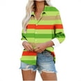 thumbnail image 2 of Qepwscx Casual Womens Long Sleeve Button Up Tops Stripe Print Collar Neck Shirts Going Out Tops T-Shirts Blouses Fall Spring Sweatshirt Basic Tees Loose Fits for Women, 2 of 6