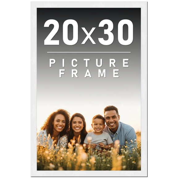 20x30 Frame White Solid Wood Picture Frame Includes UV Acrylic Shatter Guard Front, Acid Free Foam