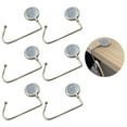 thumbnail image 2 of 6 Pack Long Purse Hooks,Table Hanger Holder ,Portable Bag Holder Under Counter,Plated Round Metal Desk Hook Stocking Clips for Handbags, 2 of 8