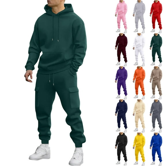 MLQIDK Mens 2 Piece Set Workout Gym Big and Tall Jogging Sweat Suits Tracksuits Casual Fleece Hoodie and Sweatpants Athletic Jogging Sweat Suits Lounge Outfit Winter Suit Sets Sky Blue XL