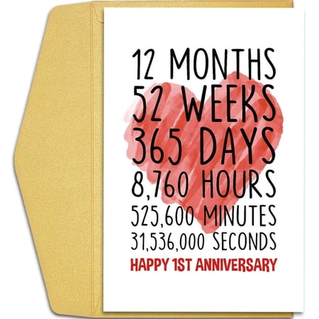 Big Red Love Anniversary Card for Couple 2 Pcs Sweet Happy 1St Anniversary Gifts for Him Her Lovely Exchange Greeting Cards Marriage Anniversary Card for Wife Husband with Gold Envelope
