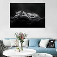 thumbnail image 3 of Mudket Black White Sleeping Leopard on Rock Canvas Wall Art, Moody Monochrome Wildlife Paintings for Bedroom Print for Office Living Room Home Decor , Framed Ready to Hang - 12"L x 8"W, 3 of 9