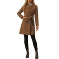 thumbnail image 2 of INSPIRE CHIC Women Vintage Belted Coat for Women's Stand Collar Winter Outwear Coats XS Brown, 2 of 6