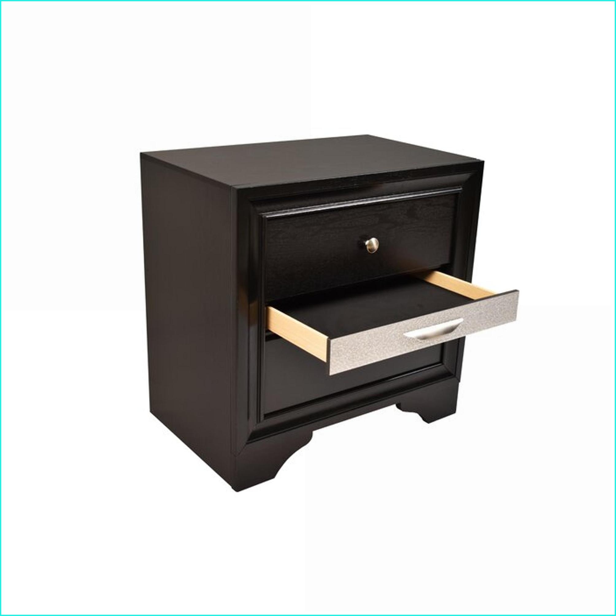 Bedroom Set for Master/Guest Room, Traditional Queen 4 PC Storage in Black Engineered Wood | Black | Wood
