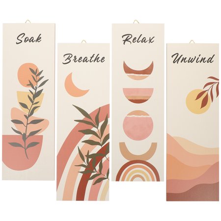 

NUOLUX 4pcs Bohemian Style Farmhouse Board Pendant Countryside Decor Wall Door Bathroom Decor