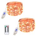 thumbnail image 1 of Cadena de luces navideñas con control remoto de alambre de cobre para decoración de interiores, cadena de luces LED de color con USB, 1 of 5