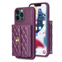 Decase for iPhone 14 Pro Max Case, Wallet Card Holder Luxury PU Leather Cover Lanyard Crossbody Strap Women Girl Magnetic Clasp Kickstand Heavy Duty Shockproof Protective, Purple