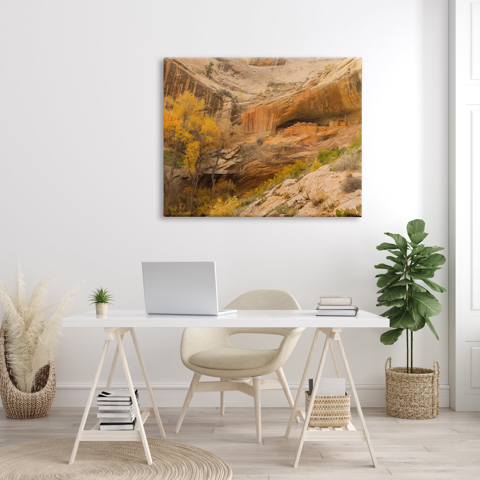 Stupell Industries Desert Foliage Landscape Southwestern Canyon Cliff Nature Photography Gallery Wrapped Canvas Print Wall Art, 36 x 48