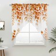 thumbnail image 2 of Swag Valance Curtains for Windows, Orange Eucalyptus Leaves Light Filtering Kitchen Curtains with Rod Pocket, Spring Summer Botanical Window Treatment Valances for Living Room, 36x45 - 2 PCS, 2 of 9