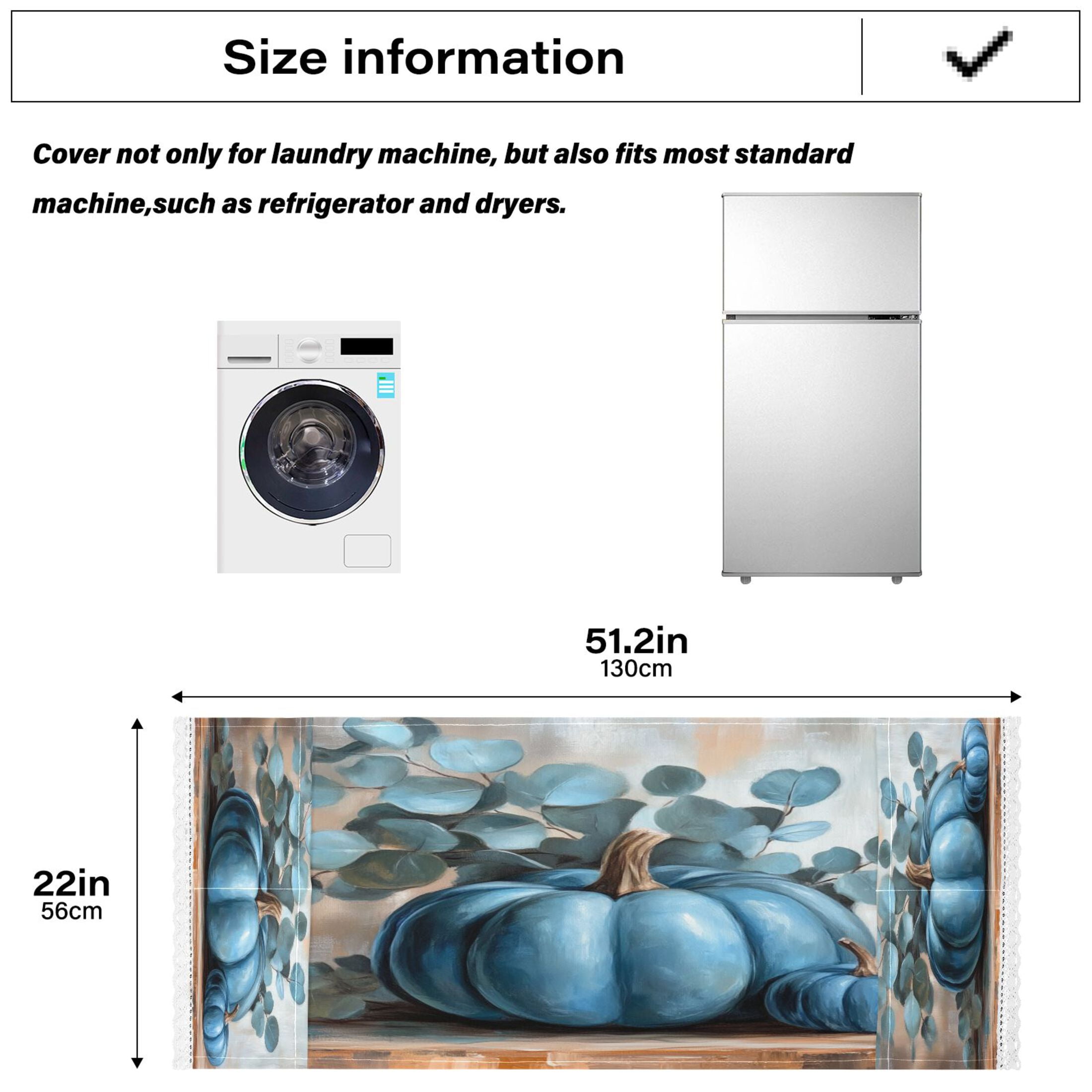 Blue PumpkinWasher and Dryer Covers Dust-Proof and Oil Resistant Fridge Cover with 4 Storage Pockets Washing Machine Top Cover for Laundry Kitchen Home 51.2 x 22 In