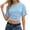 Blue, variant on Womens Tees Summer Stretch Solid Round Neck Fitted Crop Top with Waistband Womens Tops Red S