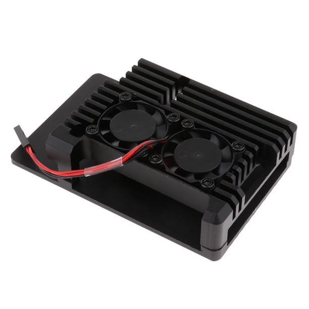 Carcasa Pi 2B / 3B / 3B +, Carcasa de metal Pi con aleación de ventilador de refrigeración doble, disipador de calor incorporado, Baoblaze Fan de enfriamiento Dual de la frambuesa PI