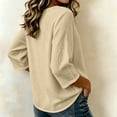 thumbnail image 4 of 3/4 Sleeve Tops for Women Cotton Linen Shirts Womens Oversized Casual Solid Tshirt V Neck Pull On Blouse Women Tunic Fall Tops, 4 of 5