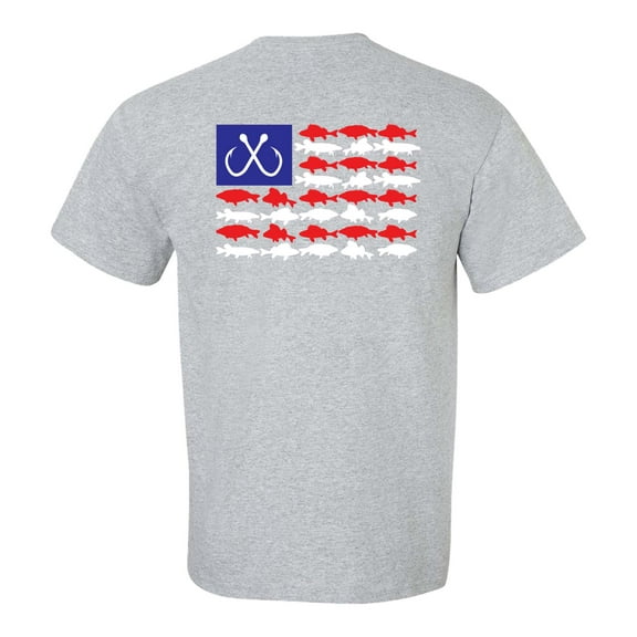 Patriotic Freshwater Fish American Flag USA Fresh Water Fishing Outdoors Men's Short Sleeve T-shirt-Sports Grey-4xl