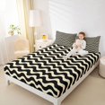 thumbnail image 3 of Homewish Yellow Wave Lines Queen Sheets,Contemporary Art Queen Sheet Sets,4pcs,1 Flat Sheet, 1 Fitted Sheet and 2 Pillowcases, 3 of 6