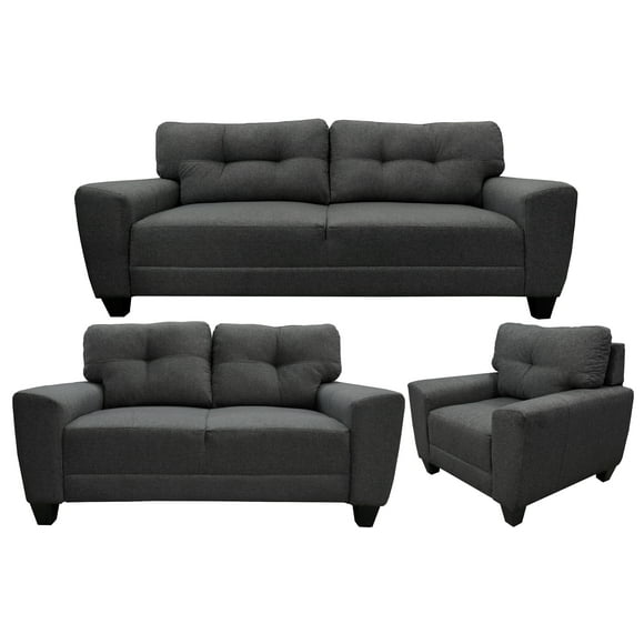 Sala Modular 3-2-1 El Bazar Store Sidney Gris oxford, Sofa, Love seat y sillon