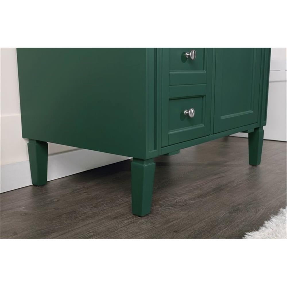 Elegant Decor Park Avenue 32" Metal MDF Marble Single Bathroom Vanity in Green