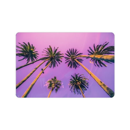 YILUYINQING Diatom Mud Mats Non-Slip Palm Trees Purple Sky Home Decor Quick Drying Absorbent Rug 24x16in