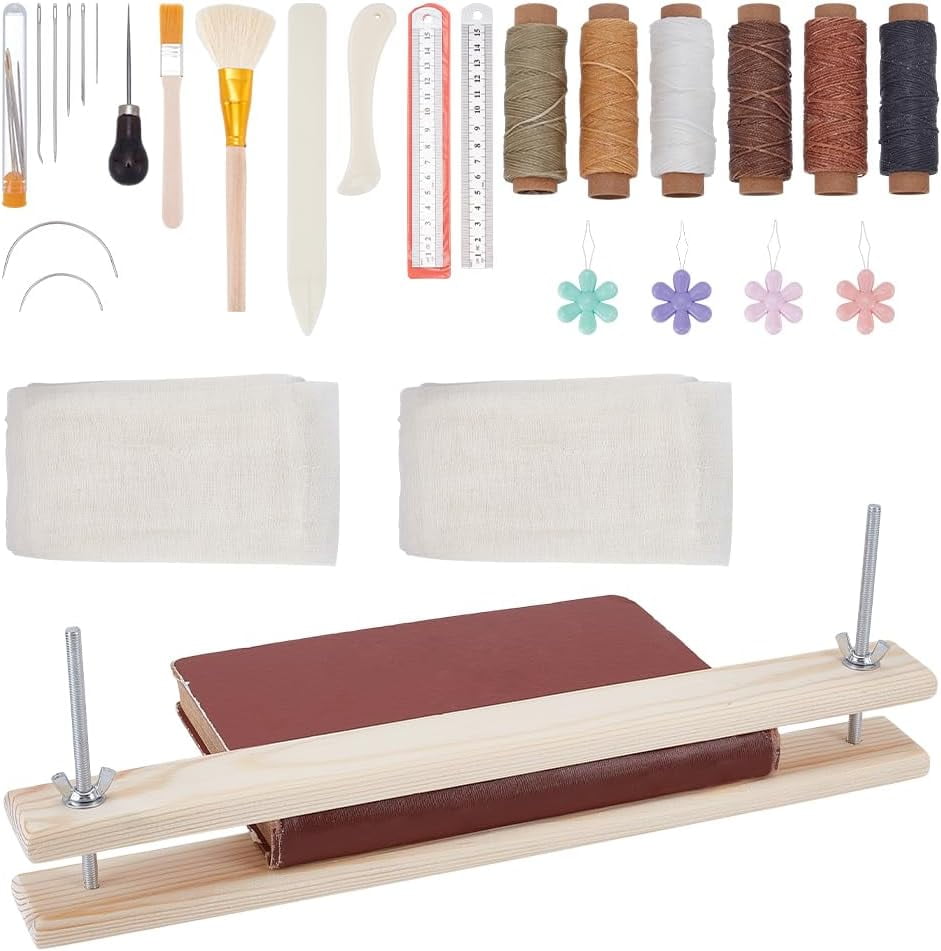 1 Set Book Binding Kits Books Binding Materials Bookbinding Supplies Book Repair Kit with Bone Folder Awl Needles was Thread