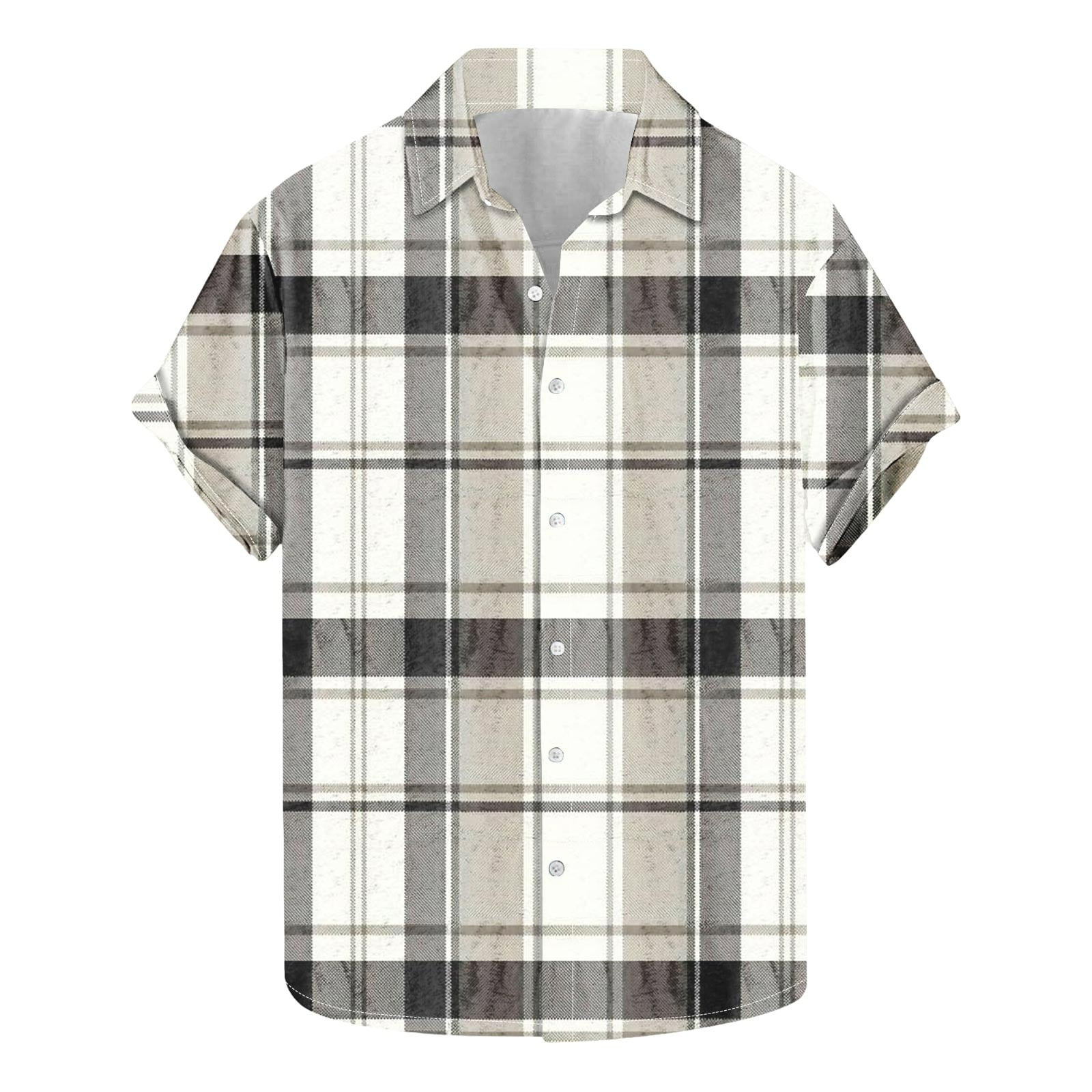 Jgppe Men's Button down Shirt Casual Plaid Collared Short Sleeve Shirts Plus Size Summer Tops Work