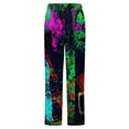 thumbnail image 6 of Neo Pop Art Blacklight Glow In The Dark Winter Female Pants Flannel High Waist Women Pants Lady Warm Straight Leg Plush Trousers, 6 of 7