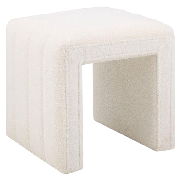 Vanity Stool Chair, Modern Teddy Ottoman Footrest, Sofa Footstool Extra Seat, Home Decor for Makeup Room, Living Room, Entryway, Office (White)