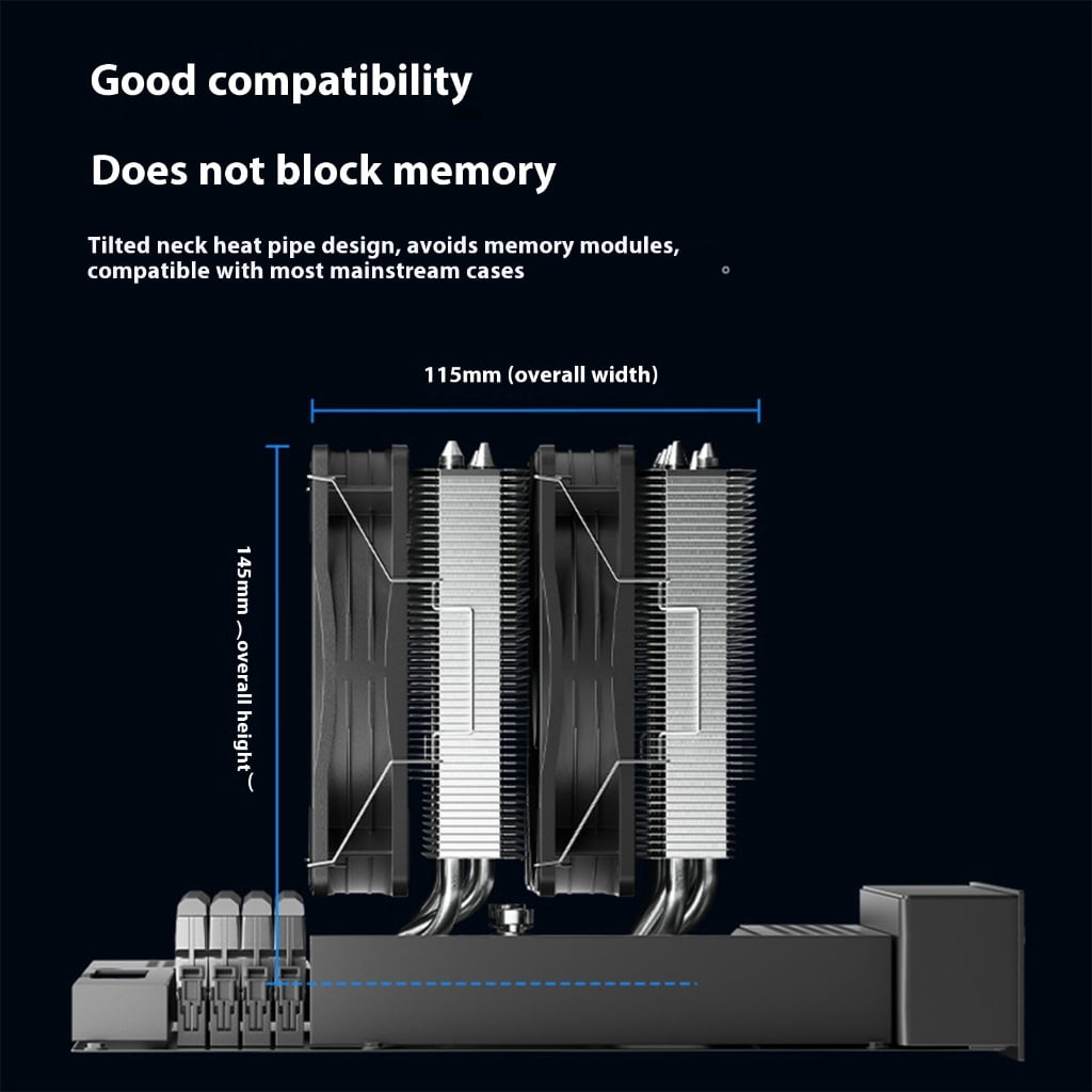 WINDLAND Compactly 145mm ARGB CPU Air Coolers 6Thermal Tube PWM Intelligent CPU Fan Control For Gaming PCs And Workstations