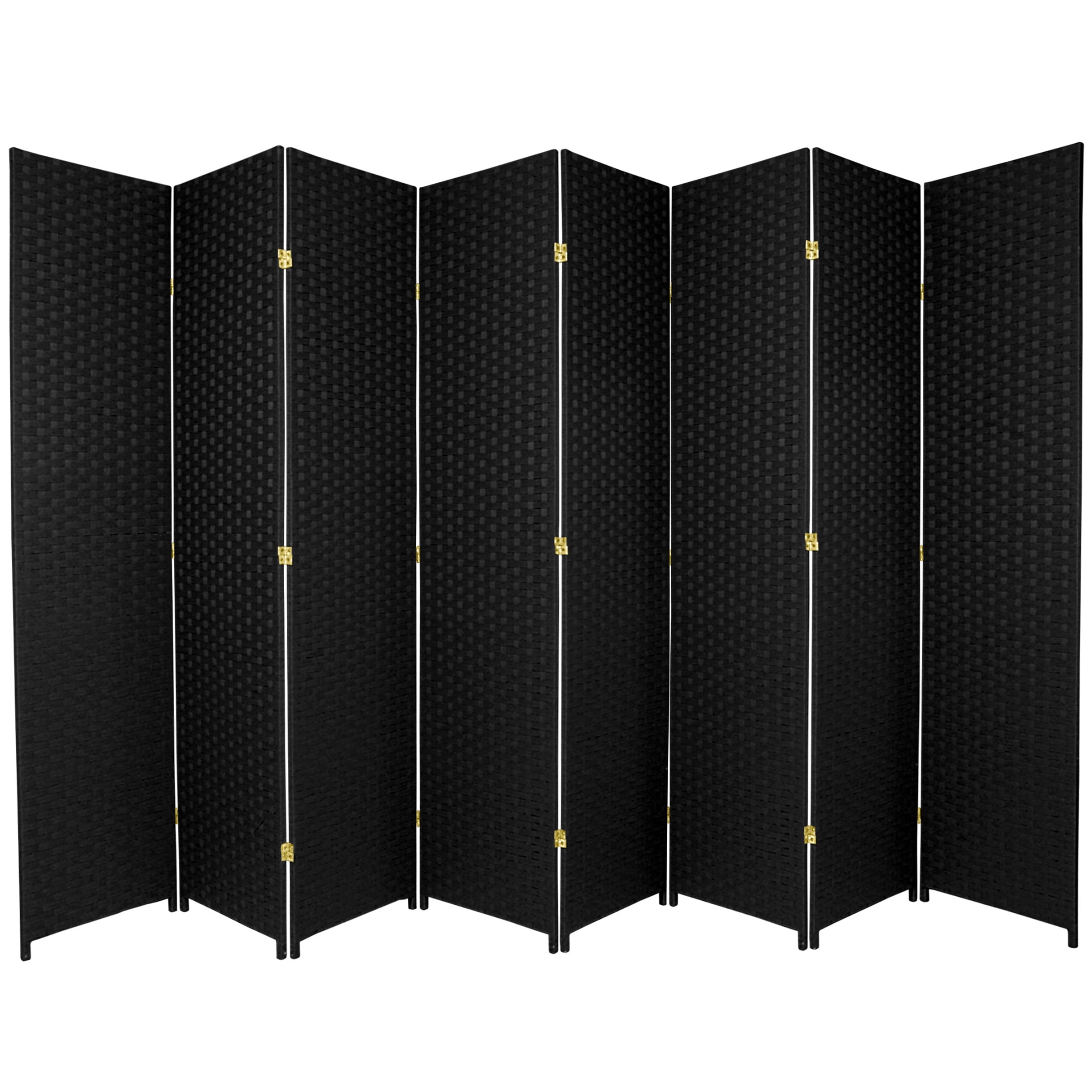 Oriental Furniture 7 Ft tall Woven Fiber Room Divider, Black, 6 panel