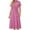 Hot Pink, variant on THDHVS Maxi Dresses for Women 2025,Women's Casual Dresses,Woman Fashion Printing Button Pocket Short Sleeve Bandage Elastic Waist Turndown Collar Blouse Dress Gray M