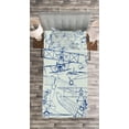 thumbnail image 3 of Ambesonne Nostalgic Quilted Bedspread Set 2 Pcs, Old Airplane Drawing, Twin Size, Violet Blue Turquoise, 3 of 3