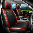 thumbnail image 3 of Customed For 2005-2023 Toyota Tacoma Crew Cab Front&Rear Seat Covers PU Leather Full Set,Black&Red, 3 of 10