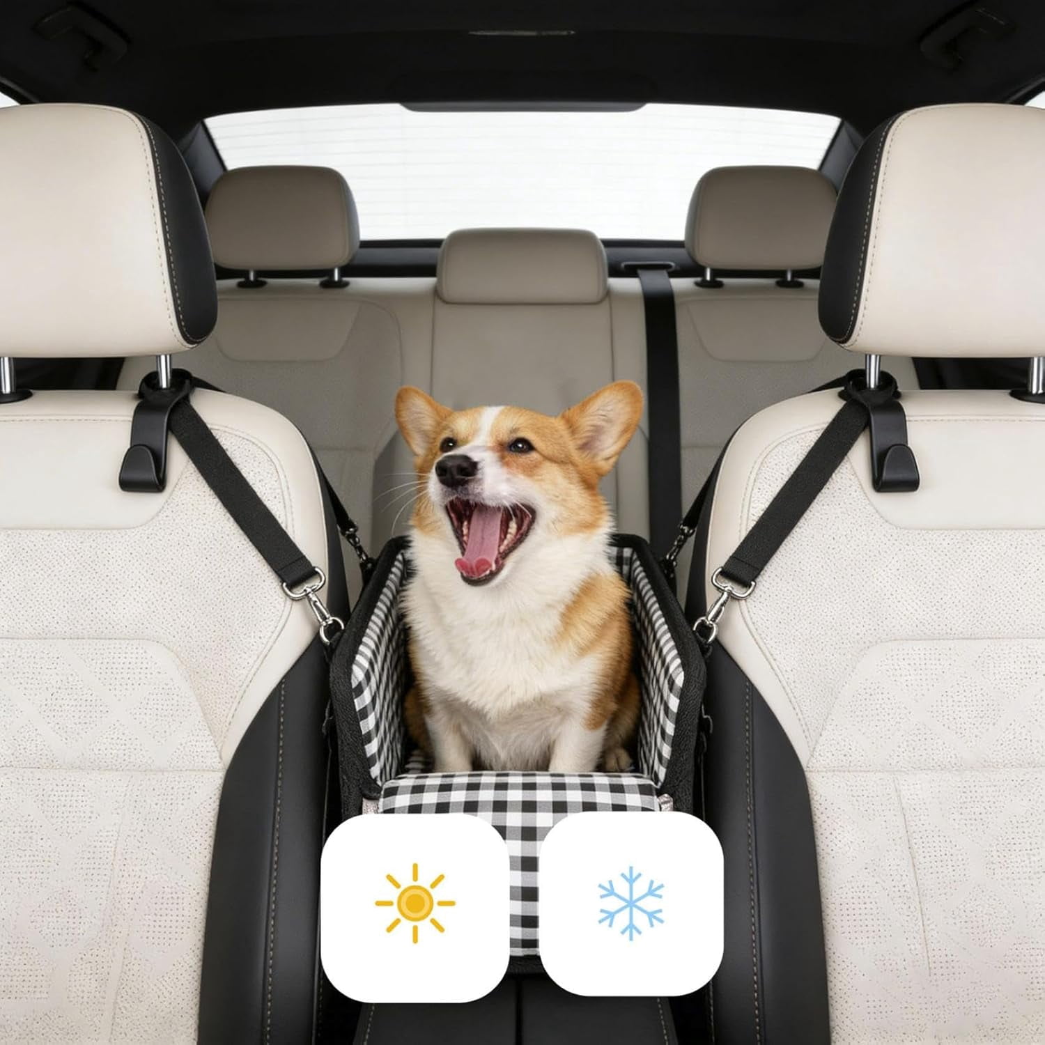 Center Console Dog Car Seat, Portable, with Soft Washable Cushion, for Small Pets