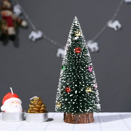 Diy Wood Christmas Tree Iuhan Christmas Tree Mini Pine Tree With Wood Base DIY Crafts Home Table Top Decor ()