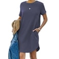 thumbnail image 2 of Mingw Womens Summer Casual T Shirt Dresses Short Sleeve Loose Fit Dress Comfortable Skin Friendly Dress ,L,Dark Gray, 2 of 6
