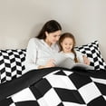 thumbnail image 5 of jejeloiu Classic Grid Full Size Comforter Sets,Minimalism Geometric Rhombus Bedding Comforter Set,Black White Checkered Bedding Sets For Girls Boys,Super Cozy Room Decor Reversible,3 Pieces, 5 of 8
