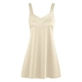 thumbnail image 4 of LIZUOJUN Under $ 8 Nightgowns For Women Sleepwear Lace Chemise Satin Negligee Nightie Bridal Wide Strap Sleep Shirt Sleeveless Ladies Gowns Beige,L, 4 of 4