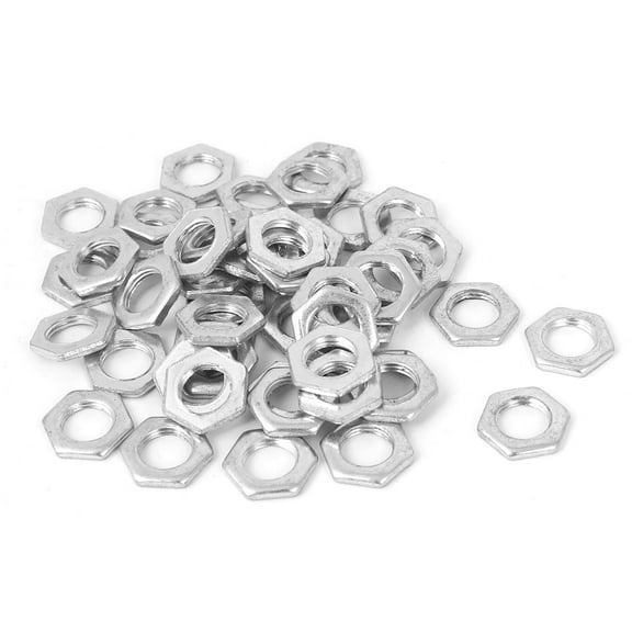 M8x0.75mmx2mm Nickel Plated Hex Nuts Fastener 50pcs for Screws Bolts