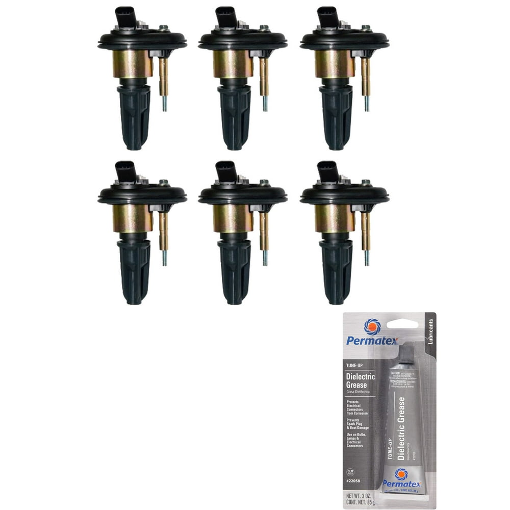 Set of 6 Ignition Coils and Permatex 22058 Dielectric TuneUp Grease