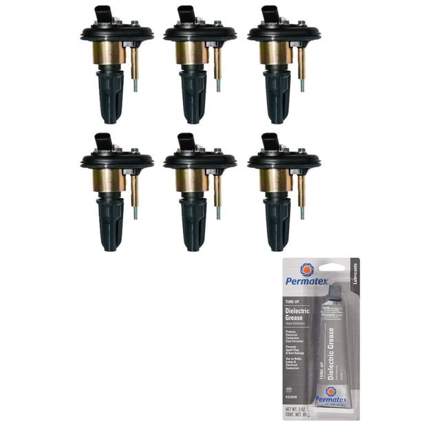 Set of 6 Ignition Coils and Permatex 22058 Dielectric TuneUp Grease