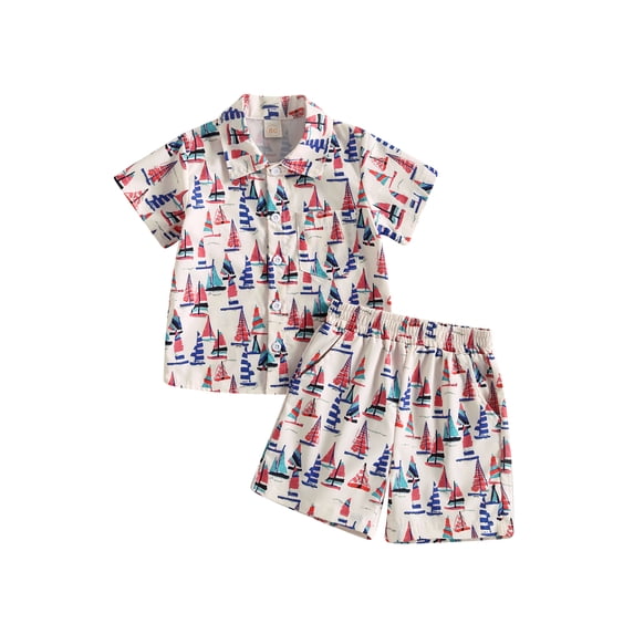 Arvbitana 6M 12M 18M 24M 3T 4T Toddler Baby Boy Shorts Sets 4th of July Short Sleeve T-Shirt Drawstring Shorts Suit Summer Clothes 2Pcs Outfits