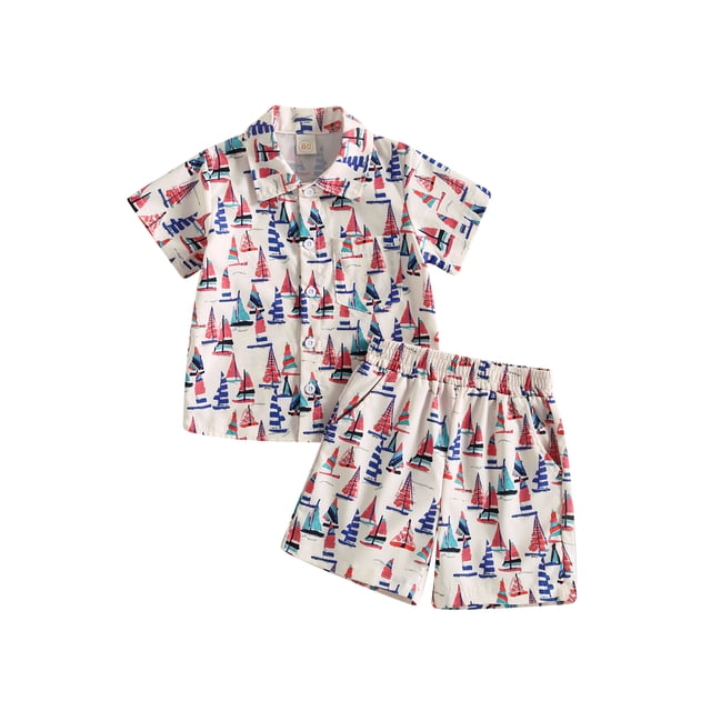 xiaxaixu Ensemble Pantalon Garçon, Chemise à Manches Courtes + Short pour Fête de l'Indépendance