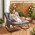 thumbnail image 5 of TLSUNNY Outdoor Oversized Papasan Rocker Chair, Comfy Patio Rocking Chair, Indoor Rocking Egg Chair with Side Pocket, Cushion for Bedroom, Living Room, Front Porch, 5 of 13