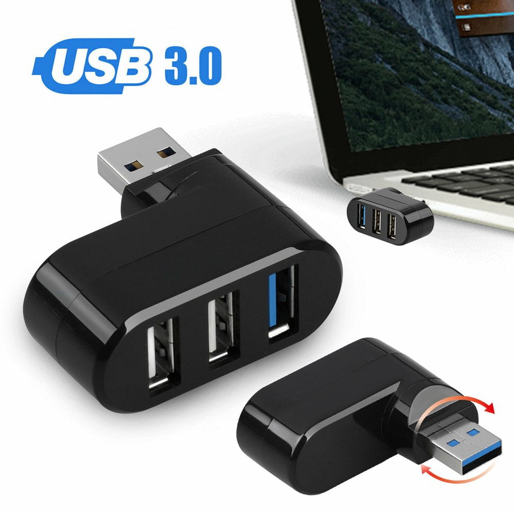 MesaSe USB Port Splitter USB 3.0 3 Port hub with Swivel Base (90°/180°) hub