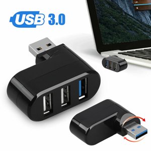 MesaSe USB Port Splitter USB 3.0 3 Port hub with Swivel Base (90°/180°) hub