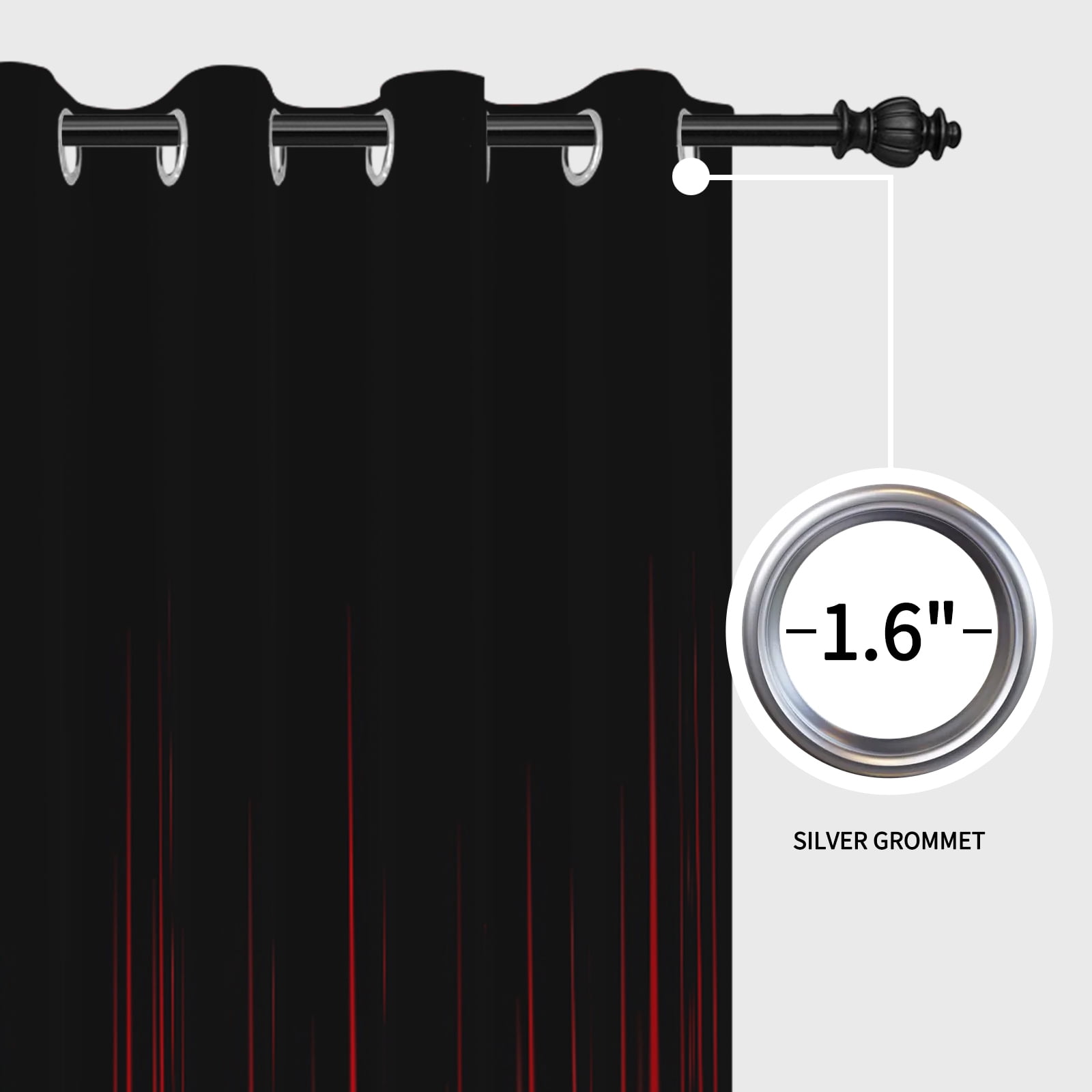DaShan Red and Black Blackout Curtains,Set of 2,Gradient Darkening Drapes for Bedroom/Living Room,52x84 inches