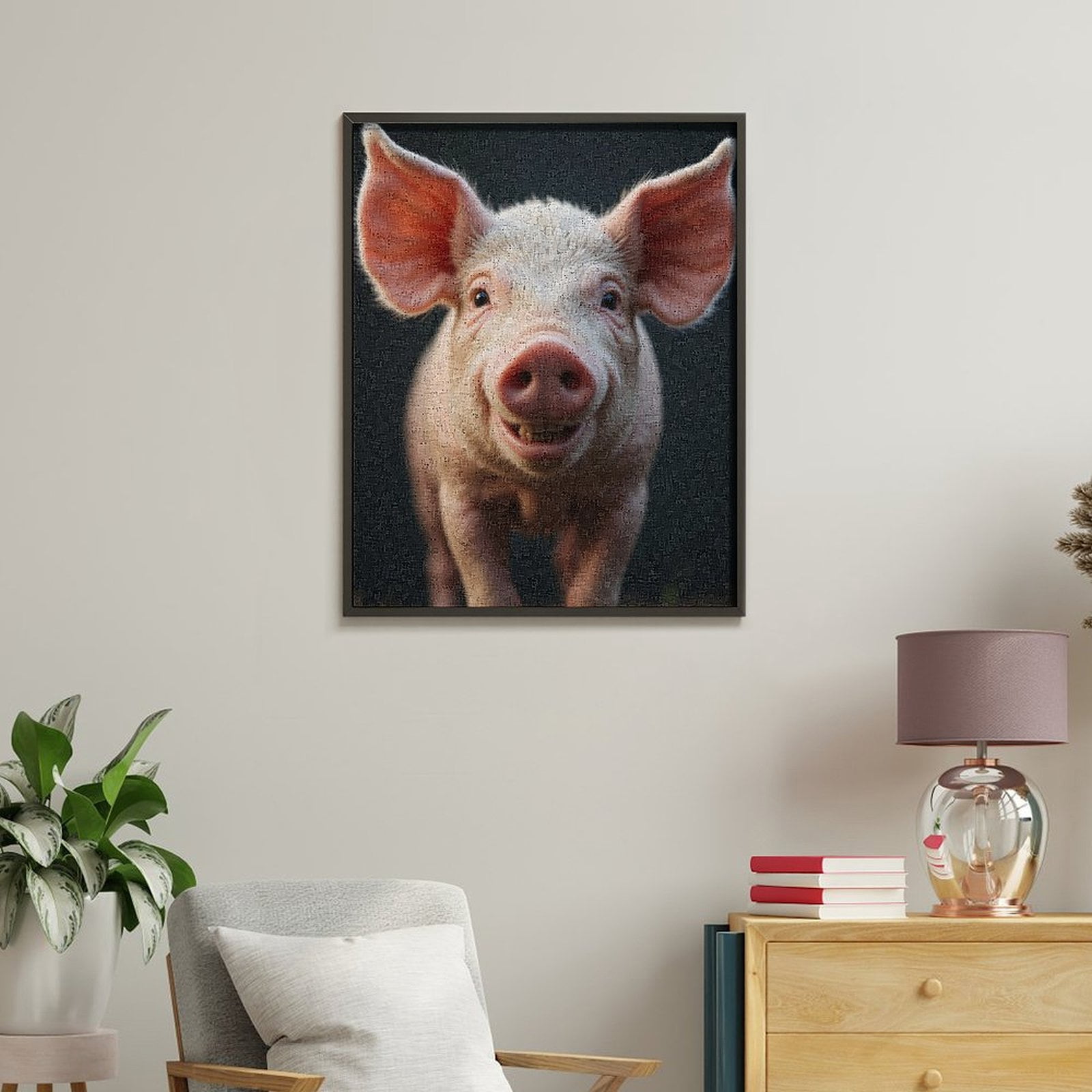 Paint by Numbers Kit for Adults, Smiling Pig Close Up Portrait Paint by Numbers, Easy Paint by Numbers Kit for Adults Beginner, DIY Adult Paint by Number Kits on Canvas, Home Decor