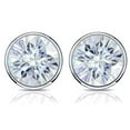 thumbnail image 3 of Platinum Round Moissanite Stud Earrings (4ct TGW, 8.5mm, H-I)Bezel-set, Push-Back by Diamond Wish, 3 of 4