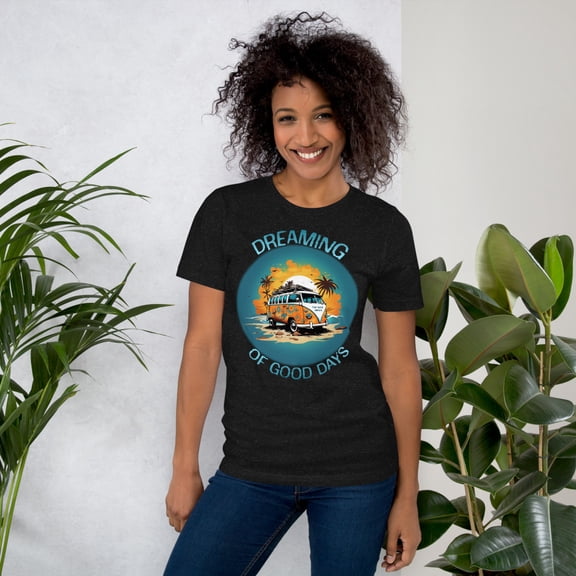 Dreaming Of Good Days Design Unisex T-shirt (Black Heather, XS)